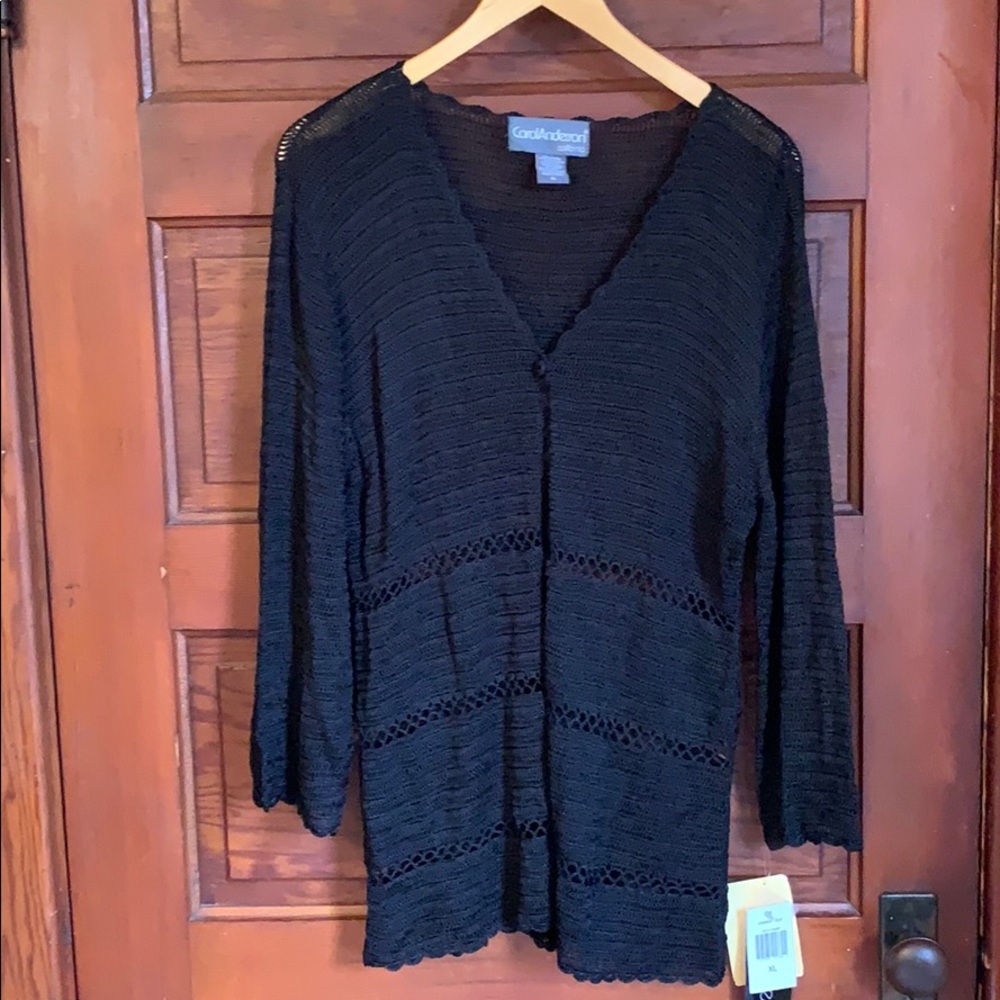 Carol Andersson Rayon crochet open front cardigan